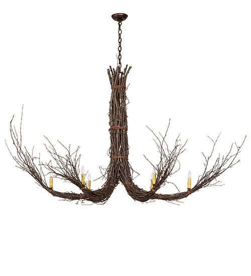 Meyda Lighting Twigs 56" 6-Light Mahogany Bronze Chandelier