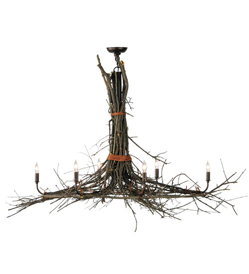 Meyda Lighting Twigs 58" 6-Light Mahogany Bronze Island Chandelier