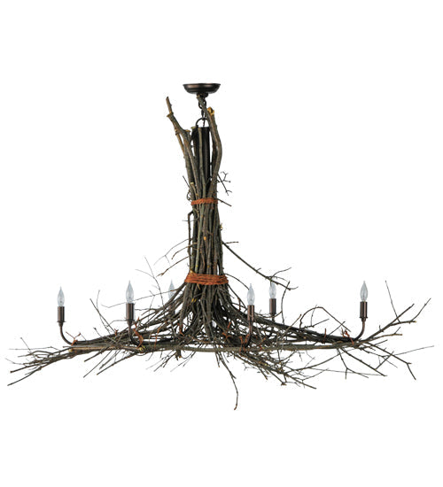 Meyda Lighting Twigs 58" 6-Light Mahogany Bronze Island Chandelier