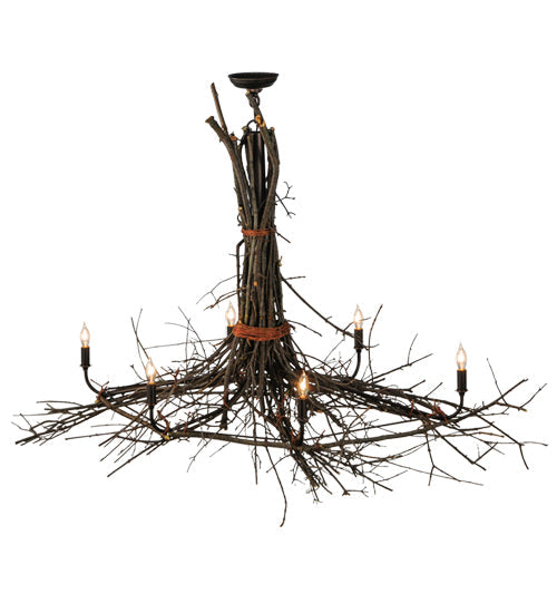 Meyda Lighting Twigs 58" 6-Light Mahogany Bronze Island Chandelier