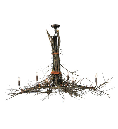 Meyda Lighting Twigs 58" 6-Light Mahogany Bronze Island Chandelier