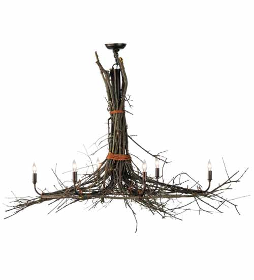 Meyda Lighting Twigs 58" 6-Light Mahogany Bronze Island Chandelier