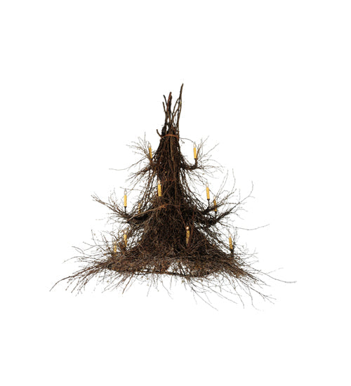 Meyda Lighting Twigs 72" 15-Light 3-Tier Mahogany Bronze Chandelier With Ivory Faux Candlelight