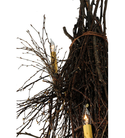 Meyda Lighting Twigs 72" 15-Light 3-Tier Mahogany Bronze Chandelier With Ivory Faux Candlelight