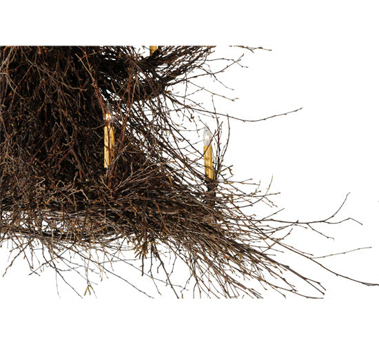 Meyda Lighting Twigs 72" 15-Light 3-Tier Mahogany Bronze Chandelier With Ivory Faux Candlelight