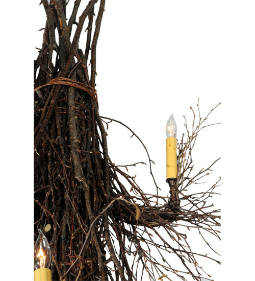 Meyda Lighting Twigs 72" 15-Light 3-Tier Mahogany Bronze Chandelier With Ivory Faux Candlelight