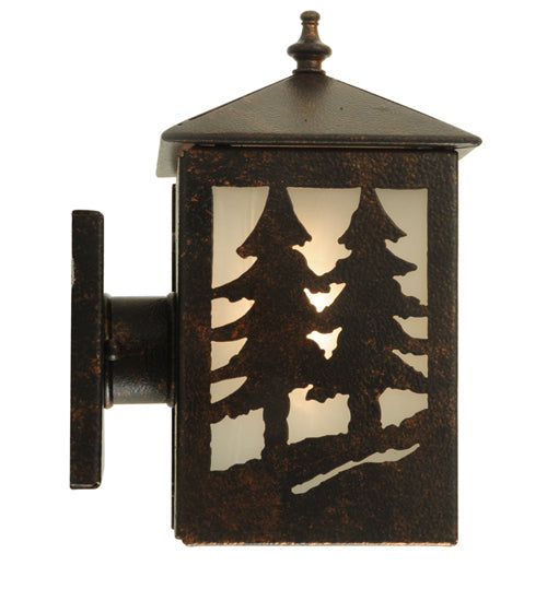 Meyda Lighting Twin Spruce Trees 6" Copper Rust Wall Sconce With Clear Frosted Shade Glass