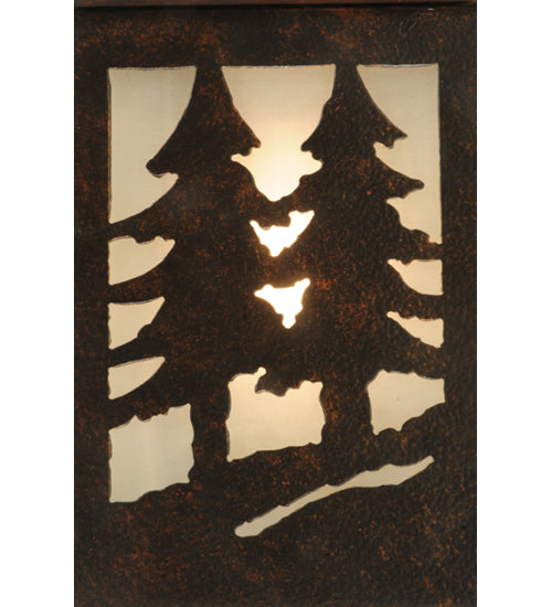 Meyda Lighting Twin Spruce Trees 6" Copper Rust Wall Sconce With Clear Frosted Shade Glass