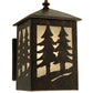 Meyda Lighting Twin Spruce Trees 6" Copper Rust Wall Sconce With Clear Frosted Shade Glass