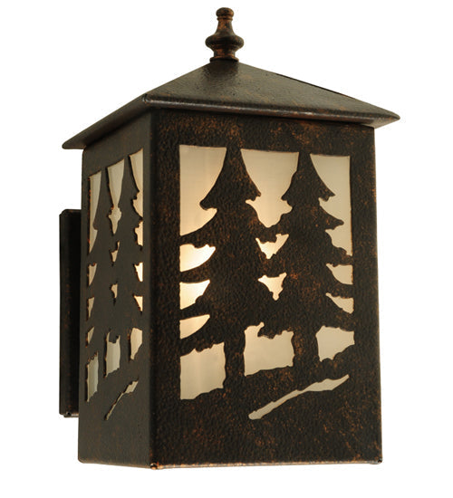 Meyda Lighting Twin Spruce Trees 6" Copper Rust Wall Sconce With Clear Frosted Shade Glass