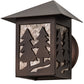Meyda Lighting Twin Spruce Trees 7" Mahogany Bronze Wall Sconce With Silver Mica Shade Glass