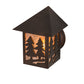 Meyda Lighting Twin Spruce Trees 7" Mahogany Bronze Wall Sconce With Silver Mica Shade Glass