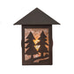Meyda Lighting Twin Spruce Trees 7" Mahogany Bronze Wall Sconce With Silver Mica Shade Glass