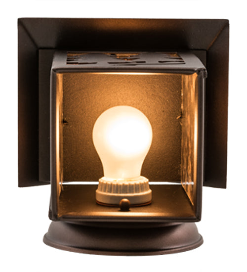 Meyda Lighting Twin Spruce Trees 7" Mahogany Bronze Wall Sconce With Silver Mica Shade Glass