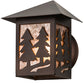 Meyda Lighting Twin Spruce Trees 7" Mahogany Bronze Wall Sconce With Silver Mica Shade Glass