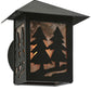 Meyda Lighting Twin Spruce Trees 7" Textured Black Wall Sconce With Silver Mica Shade Glass