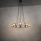 Meyda Lighting Tyngsboro 49" 8-Light Blackened Steel Pendant Light With Smoke Clear Shade Glass