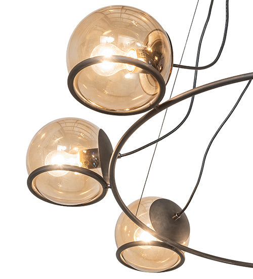 Meyda Lighting Tyngsboro 49" 8-Light Blackened Steel Pendant Light With Smoke Clear Shade Glass