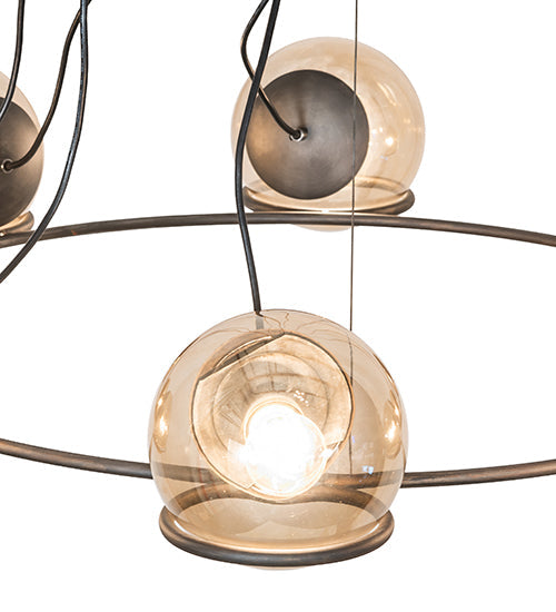 Meyda Lighting Tyngsboro 49" 8-Light Blackened Steel Pendant Light With Smoke Clear Shade Glass