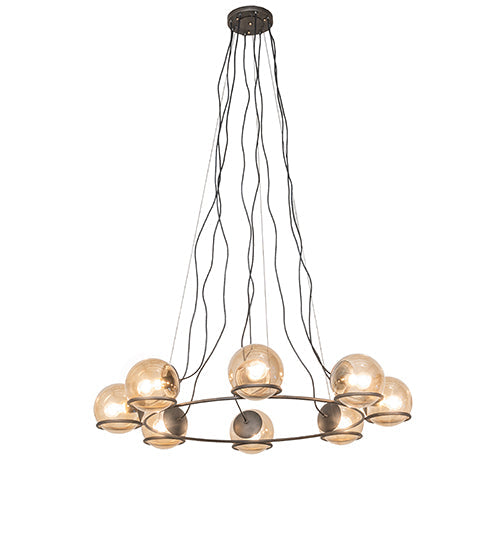 Meyda Lighting Tyngsboro 49" 8-Light Blackened Steel Pendant Light With Smoke Clear Shade Glass