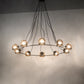 Meyda Lighting Tyngsboro 73" 10-Light Blackened Steel Pendant Light With Smoke Clear Shade Glass
