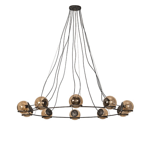 Meyda Lighting Tyngsboro 73" 10-Light Blackened Steel Pendant Light With Smoke Clear Shade Glass