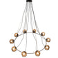 Meyda Lighting Tyngsboro 73" 10-Light Blackened Steel Pendant Light With Smoke Clear Shade Glass