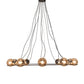 Meyda Lighting Tyngsboro 73" 10-Light Blackened Steel Pendant Light With Smoke Clear Shade Glass