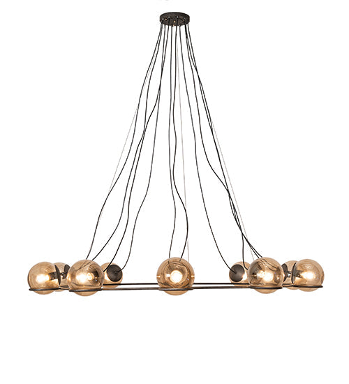 Meyda Lighting Tyngsboro 73" 10-Light Blackened Steel Pendant Light With Smoke Clear Shade Glass