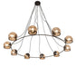 Meyda Lighting Tyngsboro 73" 10-Light Blackened Steel Pendant Light With Smoke Clear Shade Glass