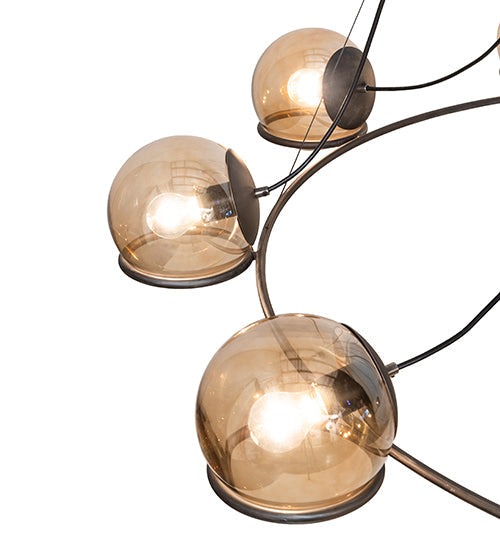 Meyda Lighting Tyngsboro 73" 10-Light Blackened Steel Pendant Light With Smoke Clear Shade Glass