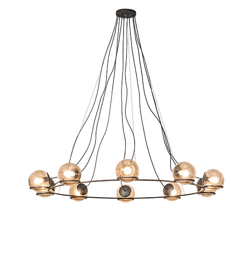 Meyda Lighting Tyngsboro 73" 10-Light Blackened Steel Pendant Light With Smoke Clear Shade Glass