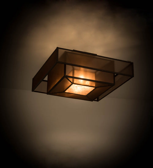 Meyda Lighting Umador 51" 4-Light Gilded Tobacco Semi-flush Mount Light With Bronze Organza & Silver Mica Shade Glass