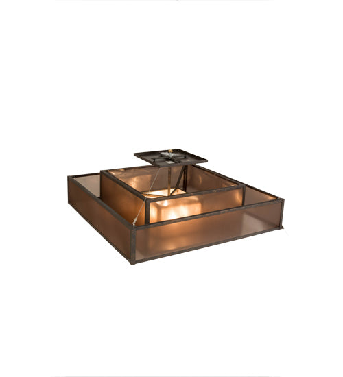 Meyda Lighting Umador 51" 4-Light Gilded Tobacco Semi-flush Mount Light With Bronze Organza & Silver Mica Shade Glass