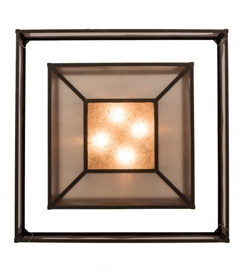 Meyda Lighting Umador 51" 4-Light Gilded Tobacco Semi-flush Mount Light With Bronze Organza & Silver Mica Shade Glass