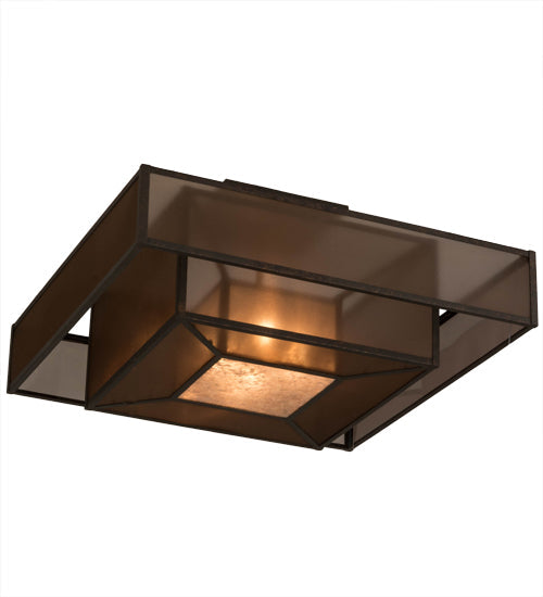 Meyda Lighting Umador 51" 4-Light Gilded Tobacco Semi-flush Mount Light With Bronze Organza & Silver Mica Shade Glass