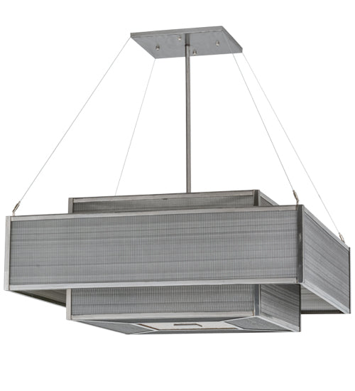 Meyda Lighting Umador 51" 4-Light Silver Steel Pendant Light With Silvery Black Textrene Shade