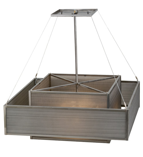 Meyda Lighting Umador 51" 4-Light Silver Steel Pendant Light With Silvery Black Textrene Shade