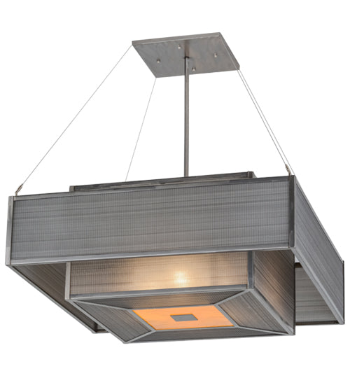 Meyda Lighting Umador 51" 4-Light Silver Steel Pendant Light With Silvery Black Textrene Shade