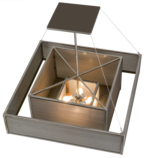 Meyda Lighting Umador 51" 4-Light Silver Steel Pendant Light With Silvery Black Textrene Shade