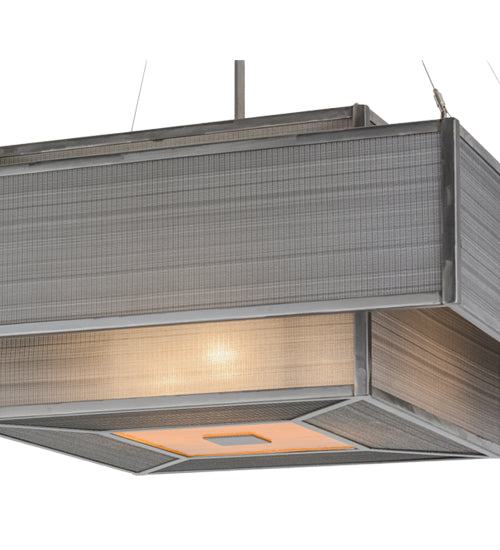 Meyda Lighting Umador 51" 4-Light Silver Steel Pendant Light With Silvery Black Textrene Shade
