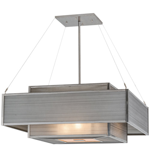 Meyda Lighting Umador 51" 4-Light Silver Steel Pendant Light With Silvery Black Textrene Shade