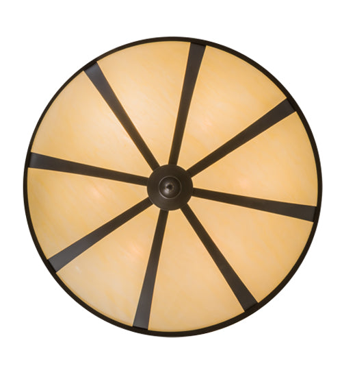 Meyda Lighting Urban 36" 6-Light Timeless Bronze Spoked Semi-flush Mount Ceiling Light With Botticino Idalight Shade Glass