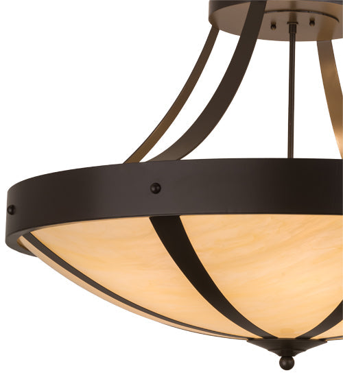 Meyda Lighting Urban 36" 6-Light Timeless Bronze Spoked Semi-flush Mount Ceiling Light With Botticino Idalight Shade Glass