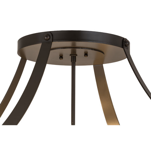 Meyda Lighting Urban 36" 6-Light Timeless Bronze Spoked Semi-flush Mount Ceiling Light With Botticino Idalight Shade Glass