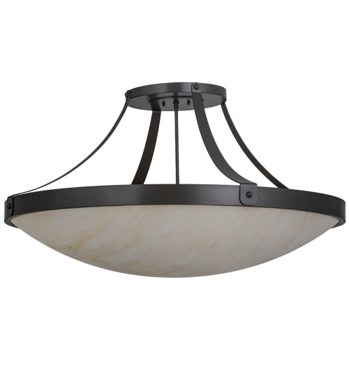 Meyda Lighting Urban 37" 6-Light Timeless Bronze Semi-flush Mount Ceiling Light With Sahara Taupe Idalight Shade