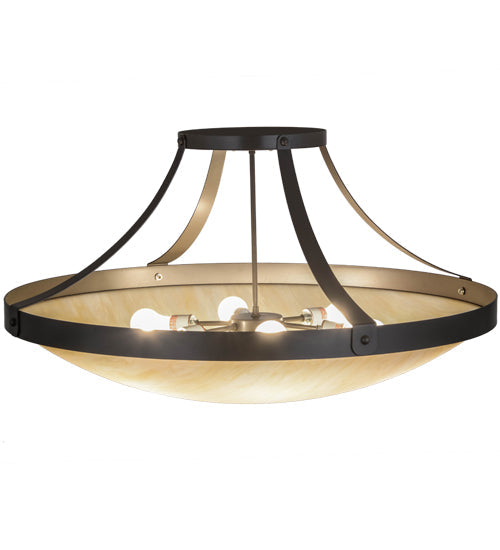 Meyda Lighting Urban 37" 6-Light Timeless Bronze Semi-flush Mount Ceiling Light With Sahara Taupe Idalight Shade