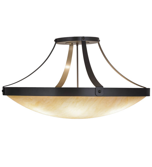 Meyda Lighting Urban 37" 6-Light Timeless Bronze Semi-flush Mount Ceiling Light With Sahara Taupe Idalight Shade