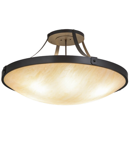 Meyda Lighting Urban 37" 6-Light Timeless Bronze Semi-flush Mount Ceiling Light With Sahara Taupe Idalight Shade