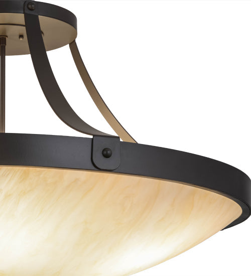 Meyda Lighting Urban 37" 6-Light Timeless Bronze Semi-flush Mount Ceiling Light With Sahara Taupe Idalight Shade